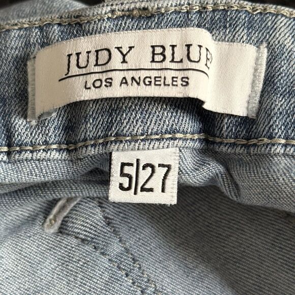 JUDY BLUE Jeans 5 / 27 Lace Patch Mid Rise Distressed Skinny Light Wash JB88432 - Picture 15 of 16